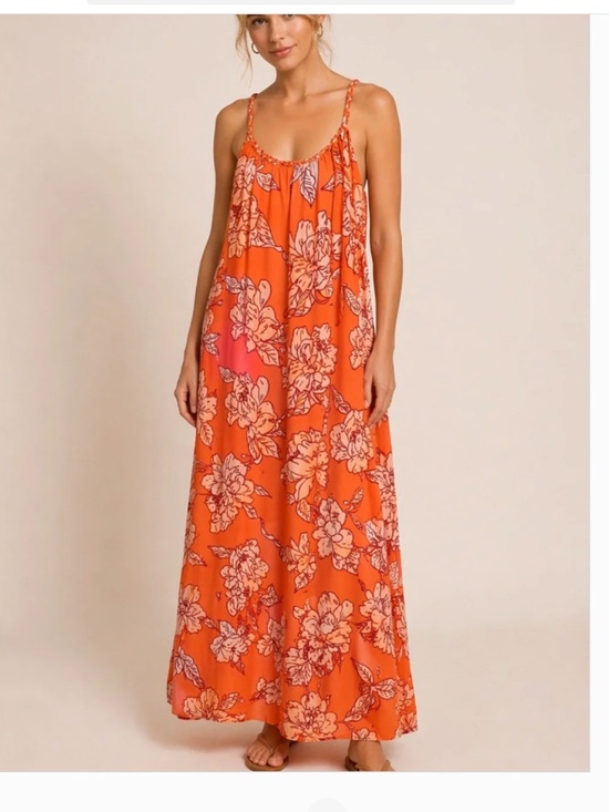 True Destinations Dresses & Skirts - True Destinations Xs orange floral tropical maxi dress